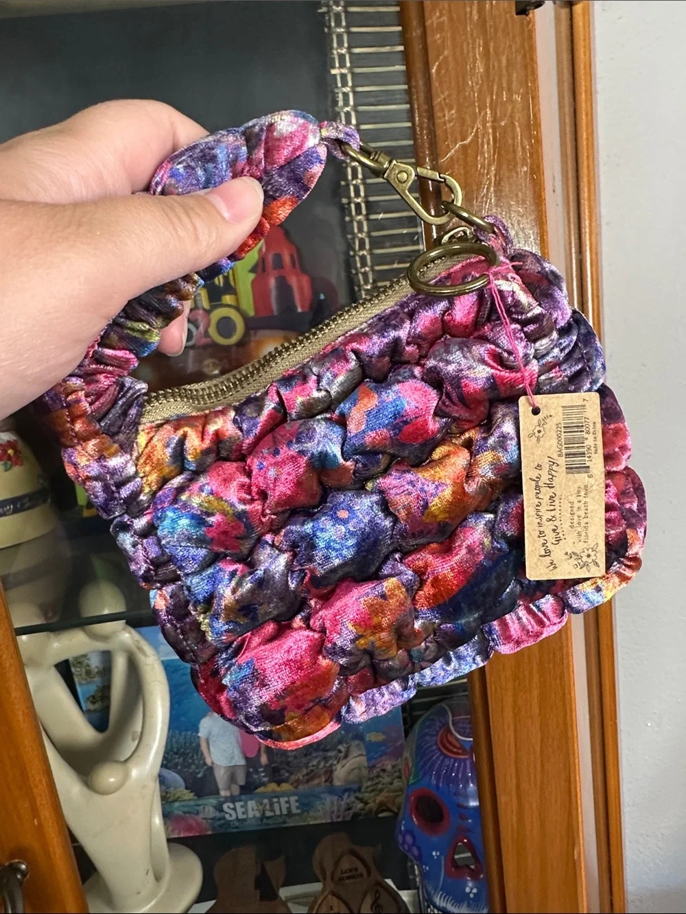 NATURAL LIFE Multicolor Quilted Velvet Wristlet